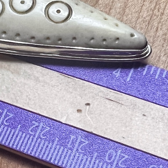 Vintage Sajen 925 Sterling Bone Semi Precious Black Onyx Brooch - Picture 3 of 5